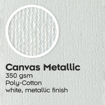 Canvas Metallic, 350 gsm, Poly-Cotton, white, metallic finish