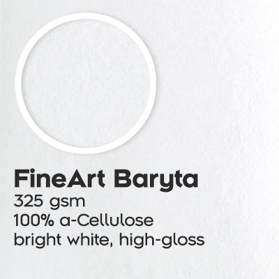 FineArt Baryta, 325 gsm, 100 percent, a-Cellulose, bright white, high-gloss