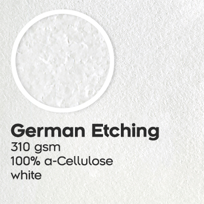 German Etching, 310 gsm, 100 percent, a-Cellulose, white