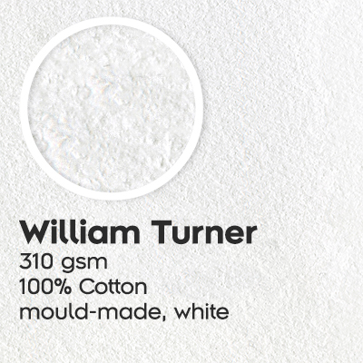 William Turner, 310 gsm, 100 percent Cotton, mould-made, white