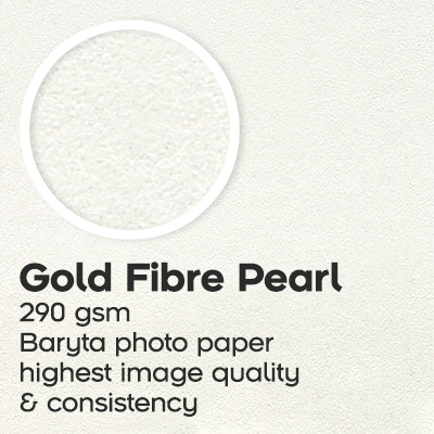 Gold Fibre Pearl, 290 gsm, Baryta photo paper, highest image quality and consistency
