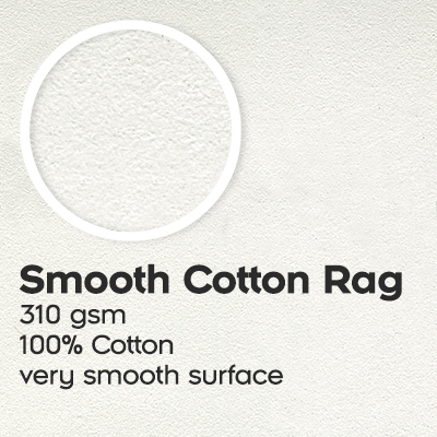 Smooth Cotton Rag, 310 gsm 100 percent Cotton, very smooth surface